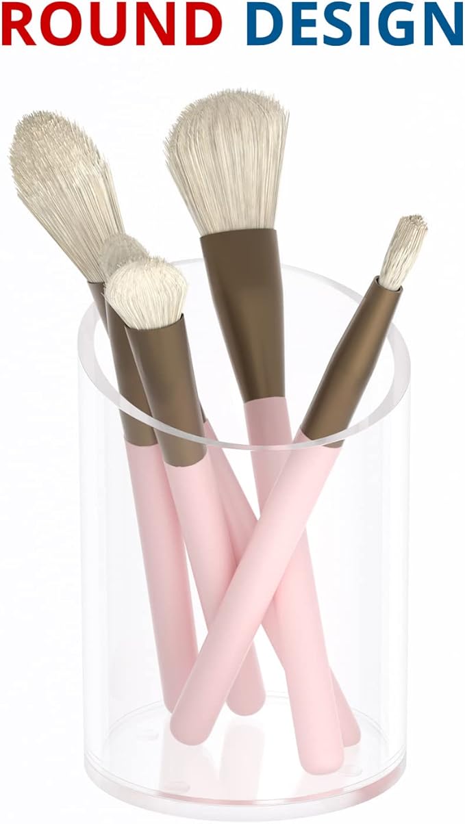 Pen Holder for Desk Organizer, Acrylic Makeup Brush Organizer Sanitizer Holder Pen and Pencil Holder for Office, Home, School, Clear