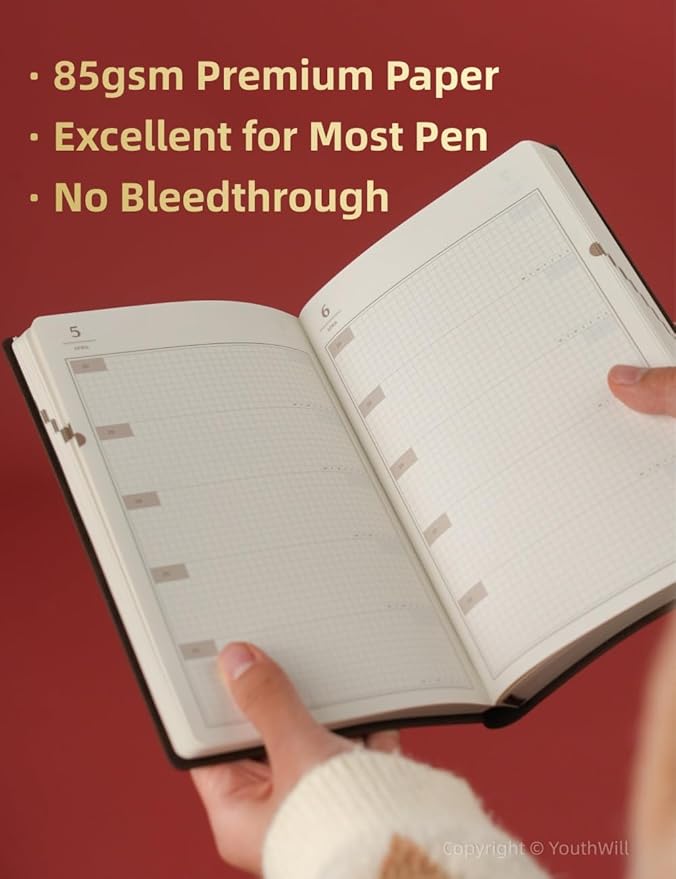 YouthWill Five Year Journal, 5-year Memory Notebook, Daily Journal, Undated Diary, One Line a Day, Soft Cover, Medium, 85gsm paper (Copper Brown)