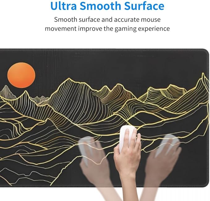 Desk Pad,Office Desk Mat 31.5"×11.8" Large Gaming Mouse Pad,Durable Extended Computer Mouse Pad,Waterproof Thick Big Mouse Pads with Non-Slip Rubber Base Office Home Black Mountain Sunset