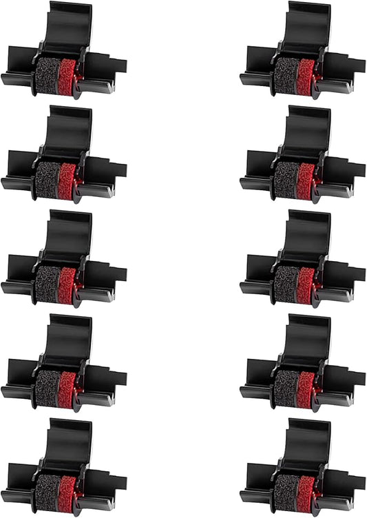 10 Pack IR40T IR-40T Compatible with Calculator Ink Roller Ribbon Replacement for P23-dhv CP13 Replacement for Sharp EL-1750V CP-13 MP-12D EL-1801V HR-100TM HR-170RC Printer, Black and Red