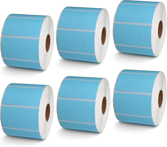 BETCKEY - 2.25" x 1.25" UPC Barcode & Multipurpose Labels Compatible with Zebra & Rollo Label Printer,Premium Adhesive & Perforated[Light Blue, 6 Rolls, 6000 Labels]