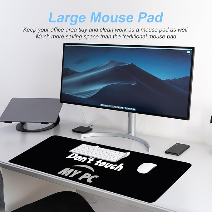 Large Gaming Mouse Pad – 31.5" x 11.8" Extended Desk Mat with Don't Touch My PC Angry Cartoon Design – Funny Non-Slip Mousepad for Gamers & Office Use