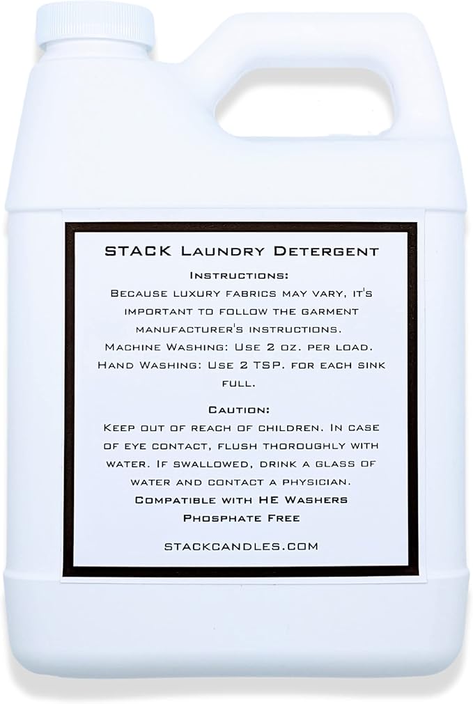 STACK Almost Home Luxury Laundry Detergent - Premium Scented Laundry Detergent for HE & Standard Washers - Infused With Wild Jasmine, Suede, & Musk - Dye Free Gentle & Effective Cleaning - 16 oz