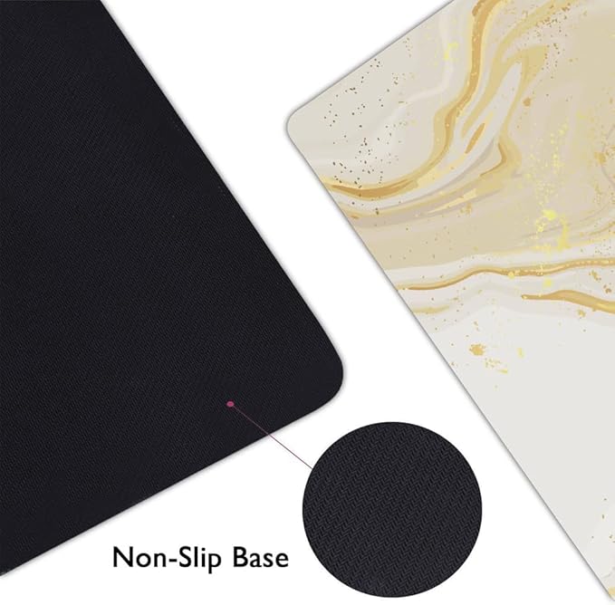 Extended Gaming Mouse Pad (31.5x11.8 in), Large Non-Slip Rubber Base Mousepad,Keyboard Mouse Mat Desk Pad for Work, Game, Office, Home -White Marble and Gold, Bo-M-020