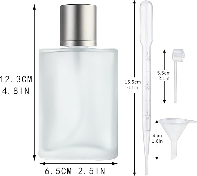 YU FENG Glass Perfume Bottles Empty Refillable Atomizer 2 Pack 100ml/3.4oz（Cylinder）