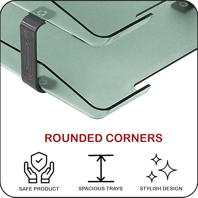 Acrimet Traditional 4 Tier Letter Tray, Front Load Design, A4 Letter Size, Desktop Organizer (Plastic) (Clear Green Color)