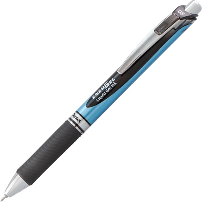 Pentel EnerGel RTX Retractable Liquid Gel Pen, (0.5mm) Needle Tip, Fine Line, Black Ink, 12 Pack Window Box