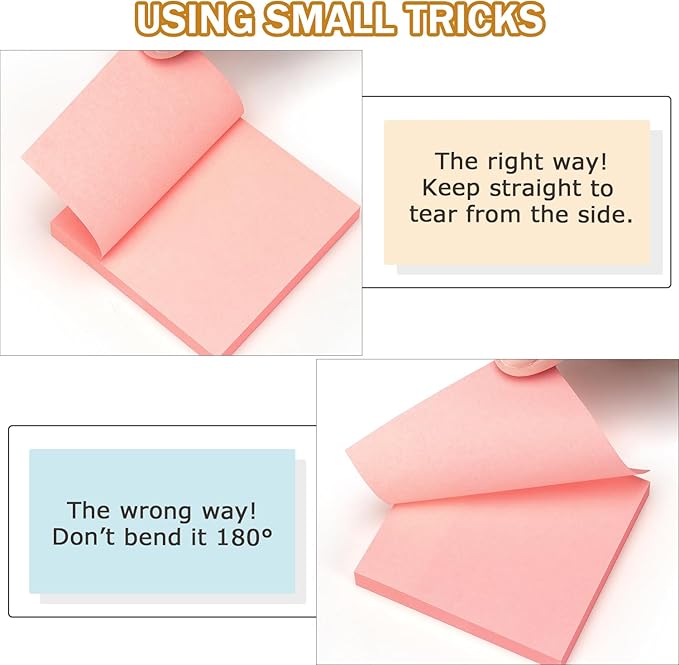 Sticky Notes 3x3 inch Bright Colors Self-Stick Pads 8 Pads/Pack 85 Sheets/Pad Total 680 Sheets