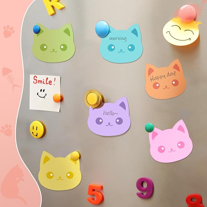 Yinder 24 Pads Cute Sticky Notes Kawaii Fun Animal Sticky Notes Pads Bulk Cartoon Memo Self Adhesive for Veterinary Gift Office School Tab Party Supplies(Novelty Cat)