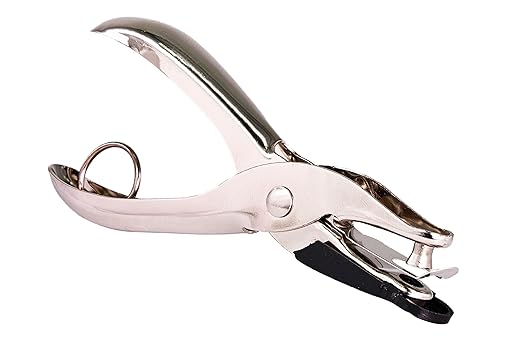Single Hole Punch Metal, 1/4” Hole Puncher for Paper and Crafts Round Circle Shape, 5 Sheet Capacity Paper Punch, Single Hole Puncher for Home, Office, School Supplies, Silver - by Enday