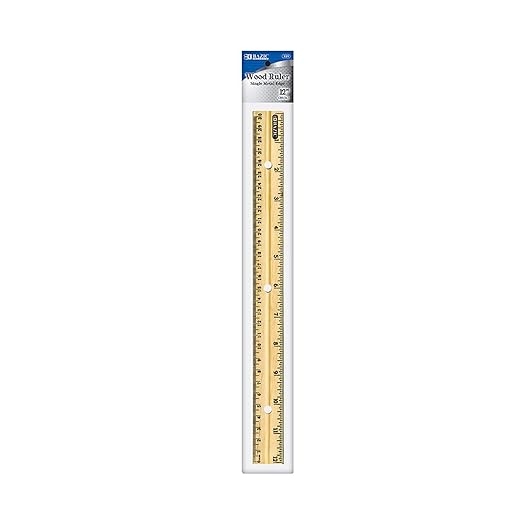 BAZIC Wooden Ruler 12" (30cm), Singel Metal Edge, Inches Centimeter Metric Measuring Drafting Rulers, 288-Packs