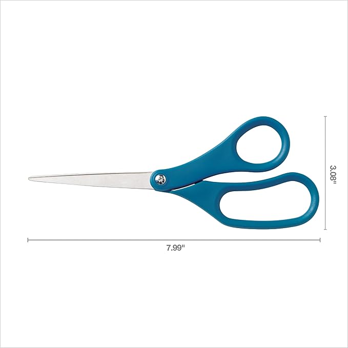Fiskars 8" Scissors for Office - Stainless Steel Scissors - All Purpose Cutting for Home, Arts & Crafts - Blue