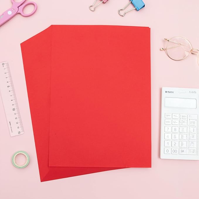 M&G 100 Sheets Red Copy Printing Paper, 8.3 X 11.7 inch Color Printer Papers, Red Construction Paper for Card Making Scrapbooking School Office Party DIY Craft