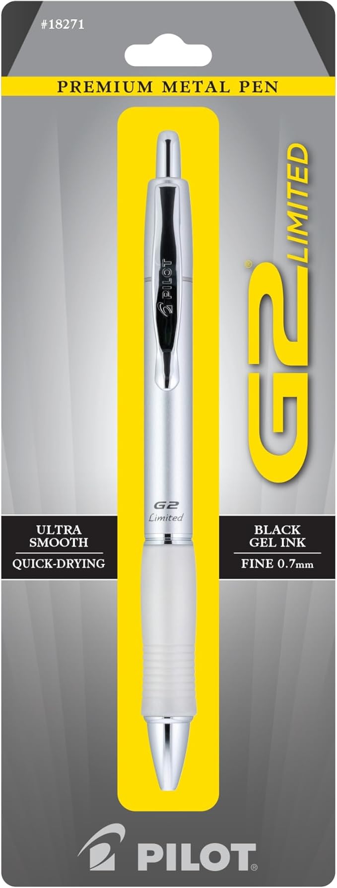 Pilot G2 Limited Premium Metal Gel Pen, Fine Point, 0.7 mm, Assorted Barrel Color, Black Ink