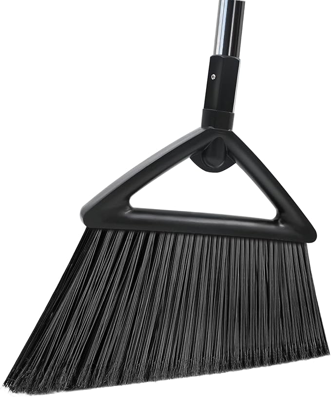 PUTNATRUE Heavy Duty Commercial Broom,Upgraded Angle Brooms for Sweeping Indoor and Outdoor,Perfect Black Broom of Kitchen,Garage