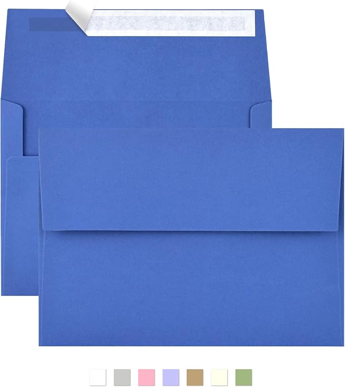 50 Pack A2 Envelopes for Invitations,4.37x5.75 inches,A2 Envelopes Blue Self Seal,Printable,for Wedding,Invitation,Baby Shower,4x5 Cards