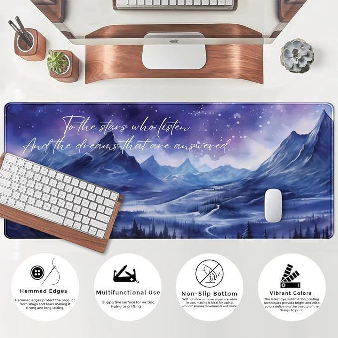 Acotar Desk Mat Sara J Maas Fantasy Mouse Pad Large for Desk Computer Pc Laptop Aesthetic Desk pad Night Court City of Starlight Laptop Mouse and Keyboard pad 31.5 x 11.8in for Office Desk Decor