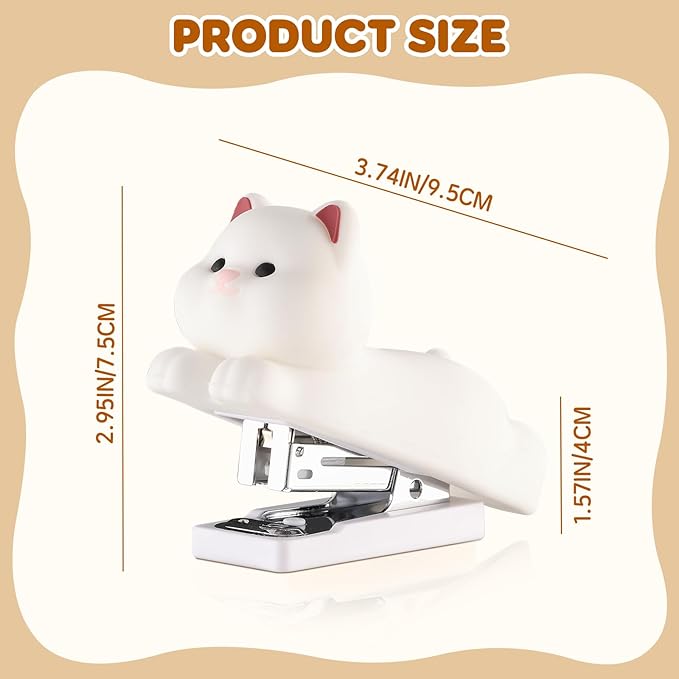 Honagu Mini Cute Animal Stapler with Staples, Cartoon Stereoscopic Silicone (PVC) Stapler, Labor-Saving Office Supplies for Students Kids (White Puppy)