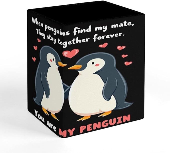 Women's Fashion Pencil Pen Holder Cup, Waterproof Office Supplies, Waterproof Multifunctional Office Supplies You Are My Penguin