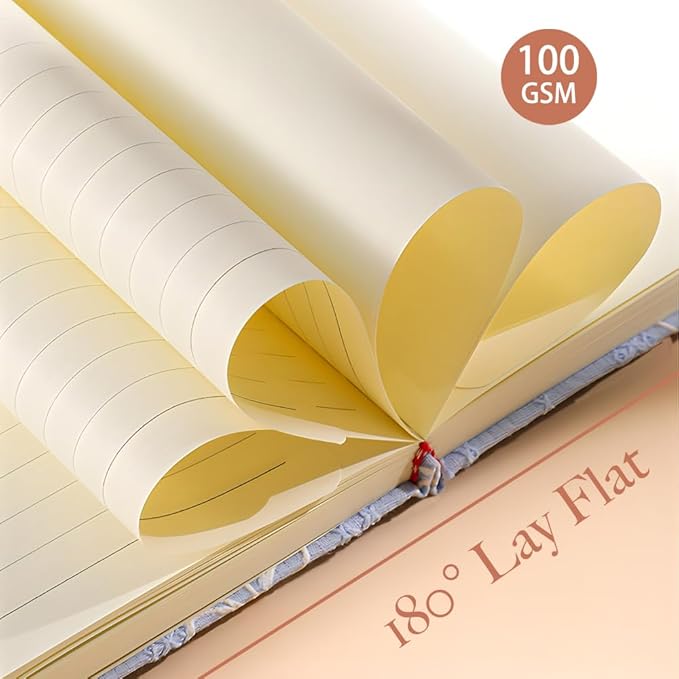 B6 Notebook, Flower Fabric Journal, Writing Notebook for Women, 5x7 Lined Notebook & Sketchbook, Lay Flat Hardcover Notebook, Small Sketchbook, Daisy Gifts for Girl, Blue