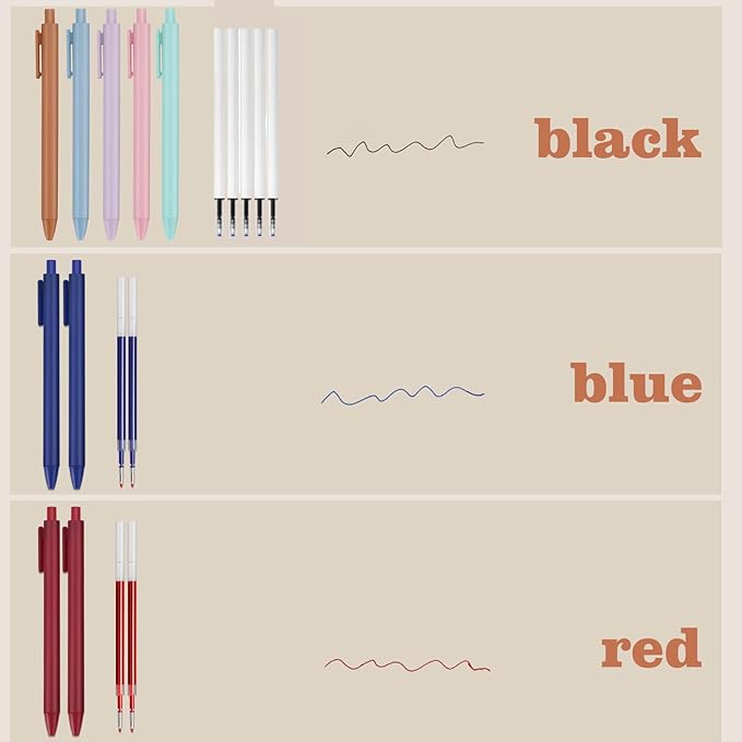 52 Aesthetic School Supplies with Cute Pen Case,5 Black, 2Blue,2 Red 0.5MM Ink Gel Pens,12inch and 6inch rulers,6 0.5MM Mechanical Pencils for Students Stationary College Essentials