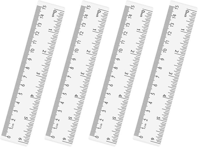 4 Pack Clear Plastic Straight Rulers, Clear Ruler Bulk, Transparent Ruler with Centimeters and Inches, for Class, Office (6 inch)