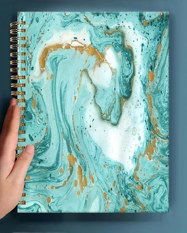 Spiral Journal Notebook,A5 Hardcover Lined Journals for Women Girl 6 x 8.3 in,120 Pages Thick Paper,Cute College Ruled Writing Notebook for Gifts Office Work School(Trendy Green Marble)