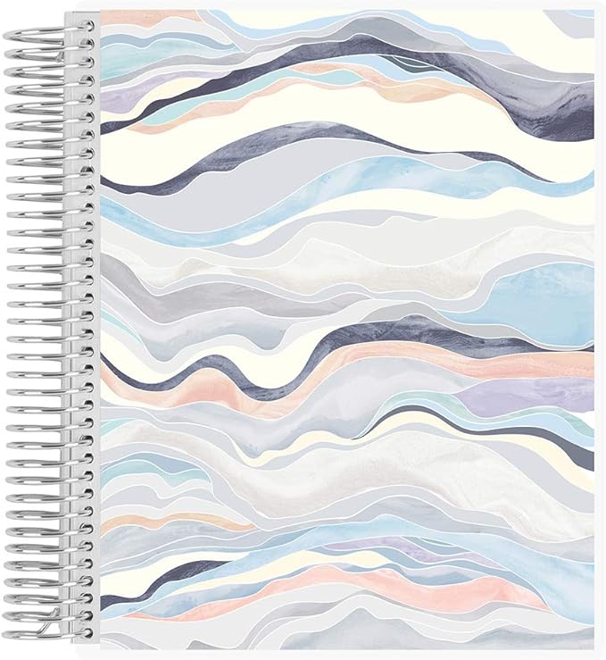 Erin Condren 7" X 9" Spiral Bound College Ruled Notebook - Layers Neutral, 160 Lined Page Note Taking & Writing Notebook, 80Lb Thick Paper, Stickers Included