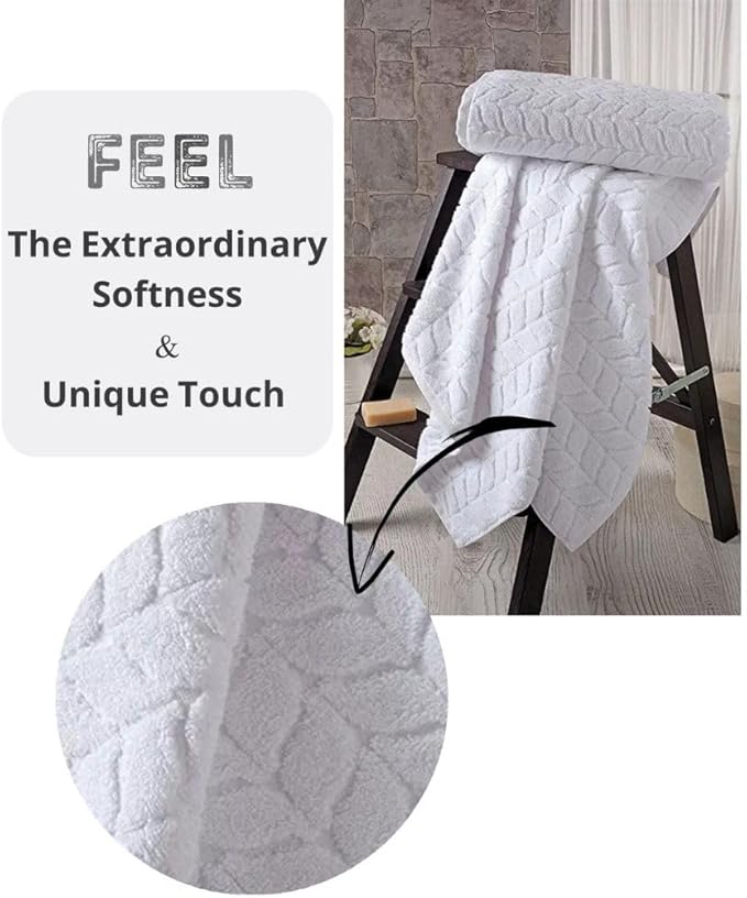 BAGNO MILANO Turkish Bath Towels, Soft Plush Jacquard Luxury Bath Towels, Quick Dry Towel Set (Grey, 2 pcs Bath Towel Set)