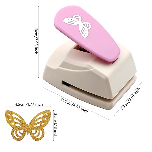 Craft Punch Shapes, Paper Cutter Hole Puncher for Kids, Paper Crafting, Scrapbooking, Card Making, DIY Confetti, Gift Tags, Memory Books (1, Random Color - Butterfly A, 1-3/4'')