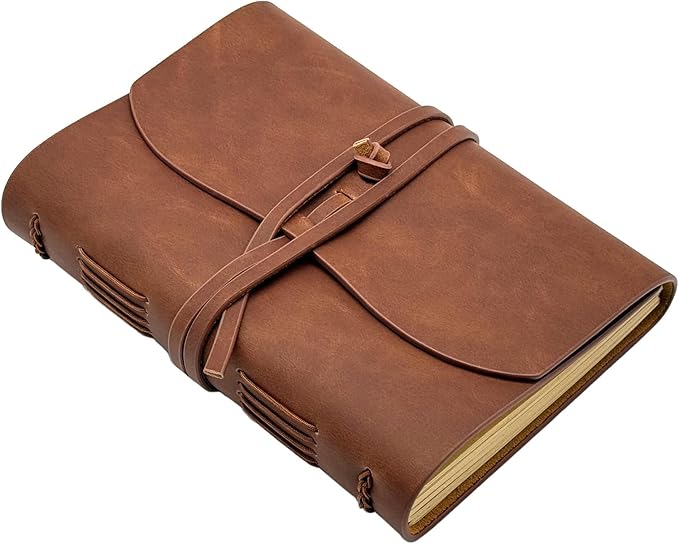 Dark Brown Notebook Journal - Leather Journals for Writing Small Size Diary 5.5x7.5 Inch, Notepad For Women and Man, Gifts,Work,Travel