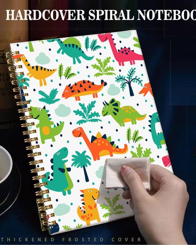 Spiral Journal Notebook,A5 Hardcover Lined Journals for Women Girl 6 x 8.3 in,120 Pages Thick Paper,Cute College Ruled Writing Notebook for Gifts Office Work School(Cute Dinosaurs)