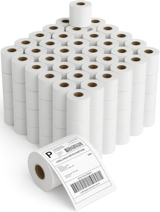 4x6 Thermal Labels Roll – 100 Rolls, 250 Labels/Roll – Perforated & Strong Adhesive Shipping Labels 4x6 – Commercial Grade Thermal Printer Labels for Shipping and Mailing