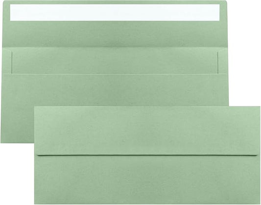 50 Pack Sage Green #10 Business Envelopes, Standard Envelopes Self Seal, 4 1/8 x 9 1/2 Inch Letter Size Business Mailing Envelopes for Checks Invoices Statements Baby Shower Wedding Birthday