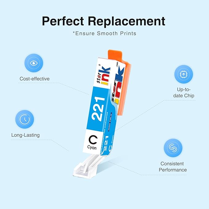 PGI-220 CLI-221 Ink Cartridge(20-Packs) Compatible Replacement for Canon 220 221 Ink Cartridges Work with MX870 MX860 MP560 MP640 MP620 MP980 Printer