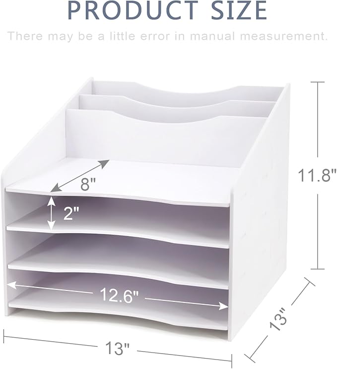 SONGWAY Desk File Organizer and Accessories Storage - Desktop Organizer with Horizontal and Vertical File Folder Holders, Letter Mail Sorter, 4 Tier Paper Storage for Desk Home Office School