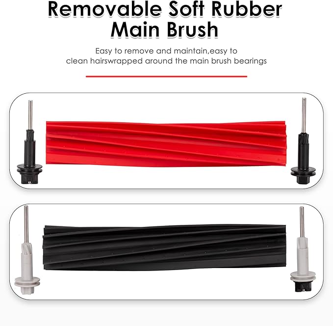 (2 Pack) Q5 Pro+ Main Roller Brushes Compatible with Roborock S8 Pro Ultra/ Q5 Pro/ Q5 Pro+/ Q8 Max/ Q8 Max+/ Q5 Max+ Q5 DuoRoller+, Dual Roller Brushes Rubber Brush Replacement Parts Brushes