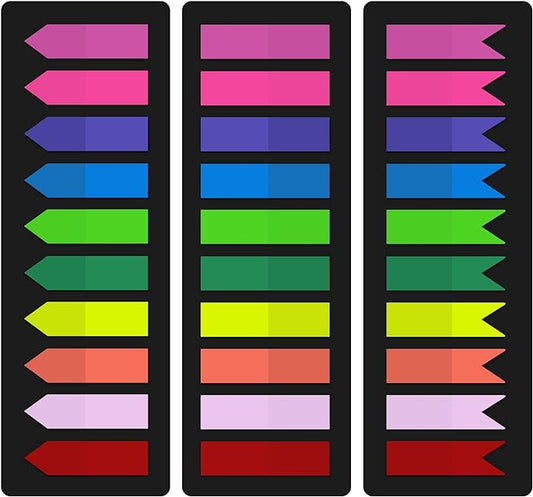 KICNIC Page Markers Sticky Index Tabs 750 Pcs, Arrow Flag Tabs Self Adhesive, Sticky Notes for Page Marking and Highlighting [3 Designs, 10 Colors] Writable, Repositionable