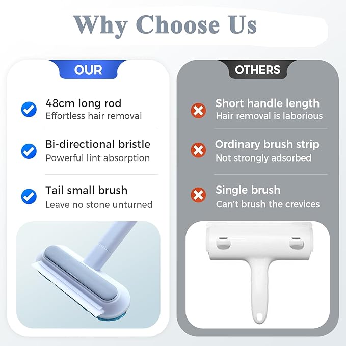 Multifunctional Pet Hair Remover, 2025 4 in 1 Washable Long Handle Cat and Dog Hair Removal Brush,Adjustable Lint Brush for Furniture, Couch, Carpet, Clothes and Laundry (1)
