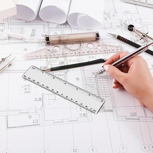 Ruler 6 Inch,Rulers for School,Rulers Bulk for Classroom,6 Pack for Kid(Transparent)