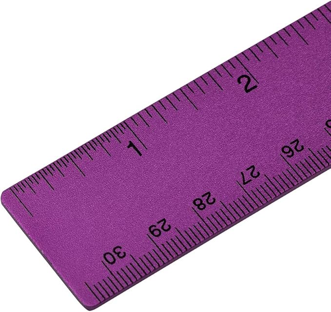 JAM PAPER Strong Aluminum Ruler - 12 Inch - Metal Ruler with Non-Skid Cork Backing - Purple Metallic - Sold Individually