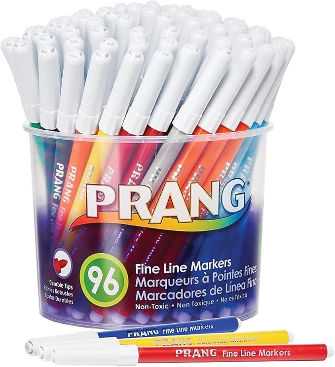 Prang Classic Washable Markers, Fine Tip, Assorted Colors, 96/Carton (80796)