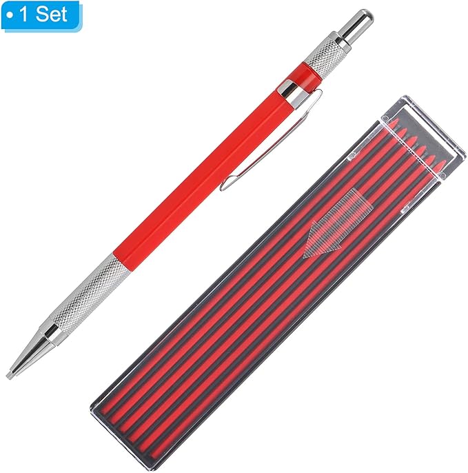 PATIKIL Mechanical Pencil with 12Pcs Multicolor Refills, Write Smoothly Portable Pencil with Built-in Sharpener for Drafting Painting Designing, Red