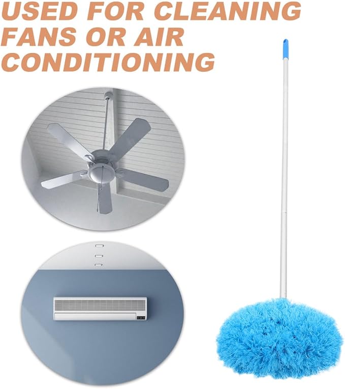 NOLITOY Extendable Aluminum Duster Pole, 58 Inch Ceiling Fan & Wall Cleaner Round Brush Multifunctional Lightweight Dust Remover for Home & Office