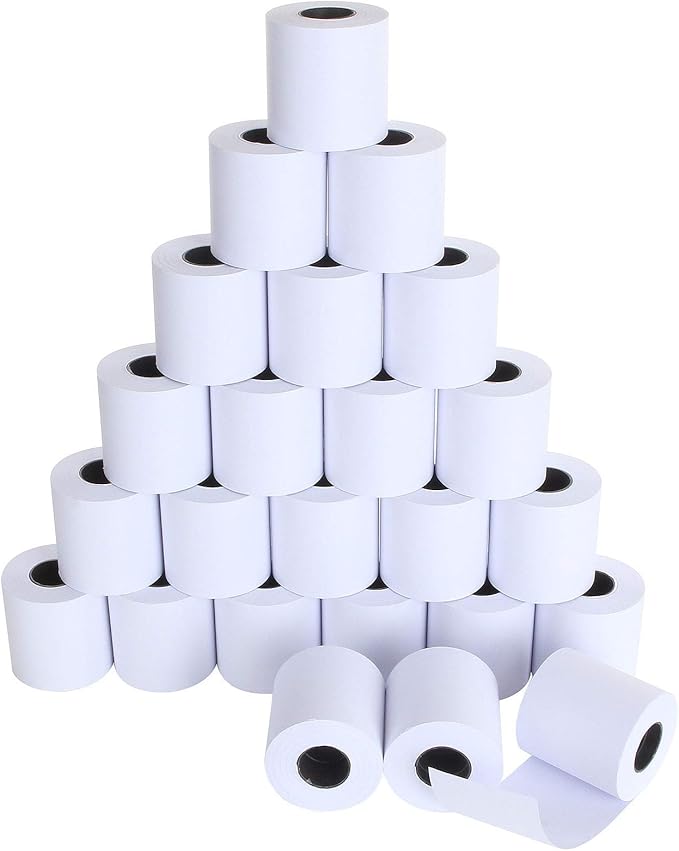 24 Pack 2 1/4" x 98 ft Adding Machine/Calculator Rolls Adding Machine Tape Paper Receipt Paper for Cash Registers, Printing Calculators