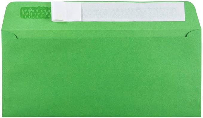 JAM PAPER #10 Business Colored Envelopes with Peel and Seal Closure - 4 1/8 x 9 1/2 - Green Recycled - Bulk 1000/Carton