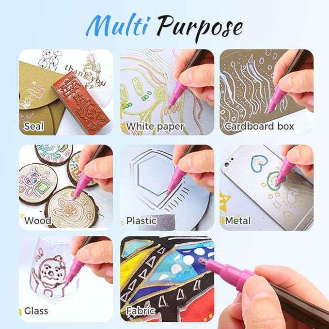 Marker Pen for Highlight, 2025 New Metallic Border Self Outline Pens, Children Art Creation Double Line Outline Markers, Festival Party Supplies Convenient for Posters, Painting Creations (24 color)