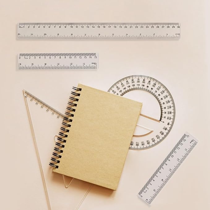 4 Pack Clear Plastic Straight Rulers, Clear Ruler Bulk, Transparent Ruler with Centimeters and Inches, for Class, Office (6 inch)