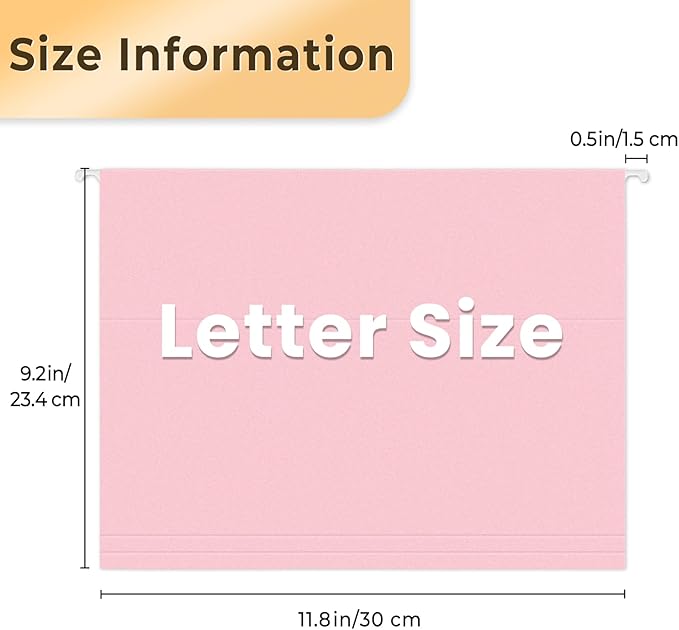 SUNEE 6 Pack Hanging File Folders, Pink Folders, Hanging File Folders Letter Size with 1/5-cut Tabs, Stay Organized for Your Home and Office Bulk File and Documents