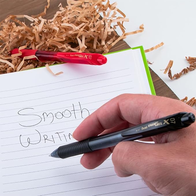 Pentel EnerGel X Retractable Liquid Gel Pen, 0.7mm, Ultra Performance, 12 Pack - 6 Black Ink and 6 Blue Ink Pens